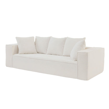 Canapé modulaire 3 places en velours côtelé de 88,97 po avec 5 coussins décoratifs et design spacieux