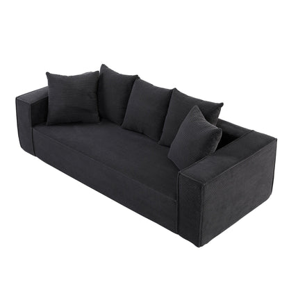 Canapé modulaire 3 places en velours côtelé de 88,97 po avec 5 coussins décoratifs et design spacieux