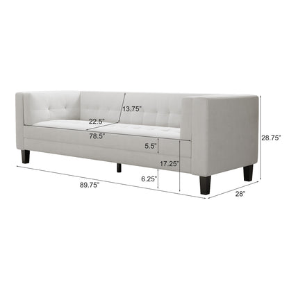Canapé 3 places capitonné en velours avec pieds en bois et cadre en bois dur séché au four pour le salon (89,75 $)