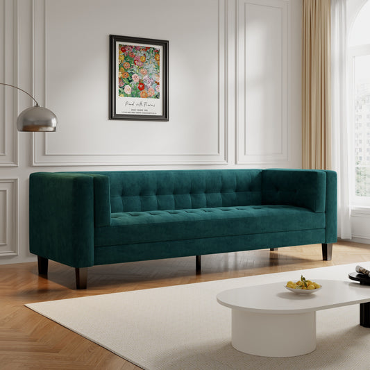 Canapé 3 places capitonné en velours avec pieds en bois et cadre en bois dur séché au four pour le salon (89,75 $)