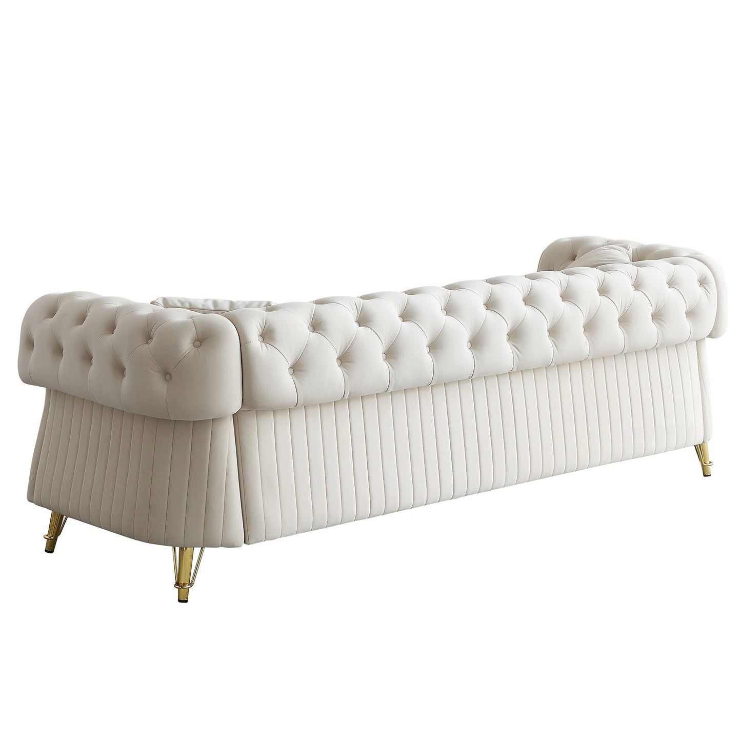 Canapé 3 places en velours 89 avec deux coussins d'assise et deux coussins décoratifs