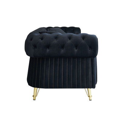 Canapé 3 places en velours 89 avec deux coussins d'assise et deux coussins décoratifs