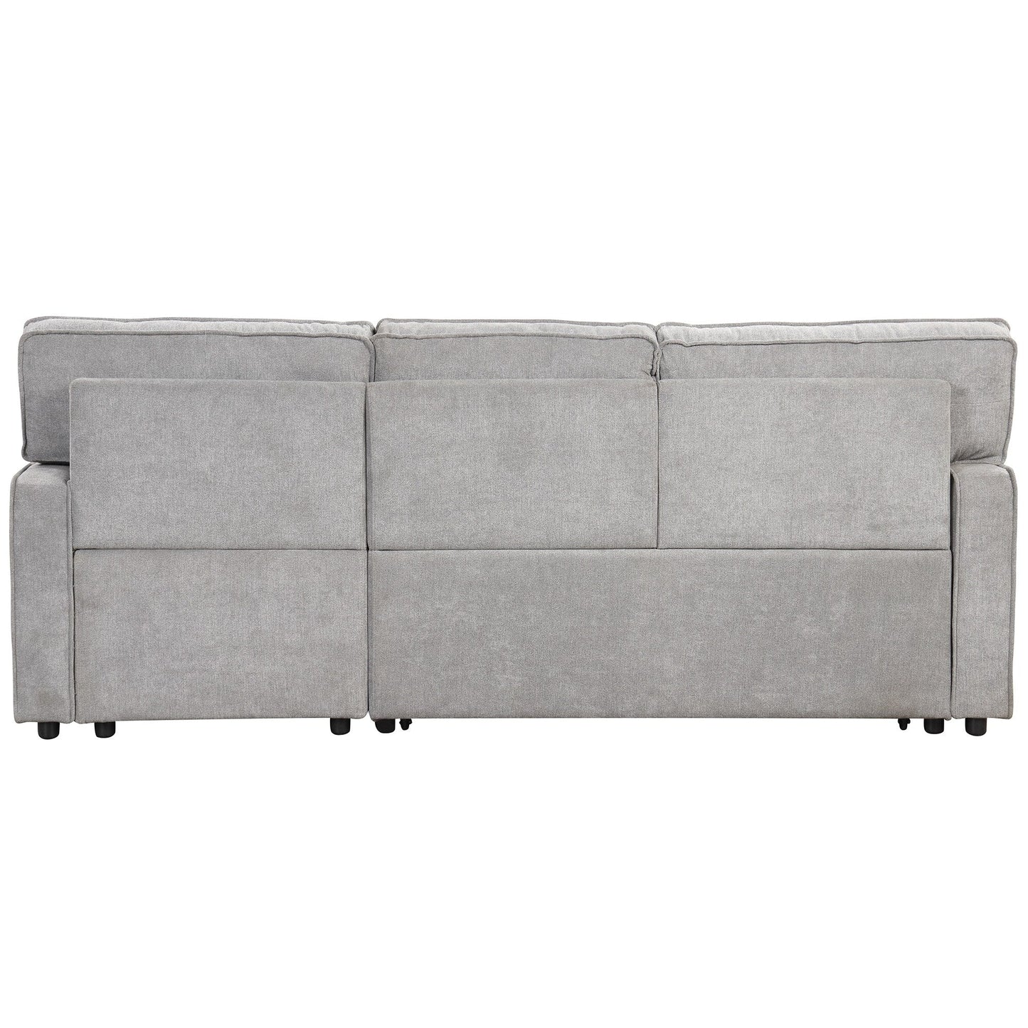 Canapé-lit 3 places en polyester de 89 po avec lit gigogne, port USB, pouf de rangement et porte-gobelets intégrés