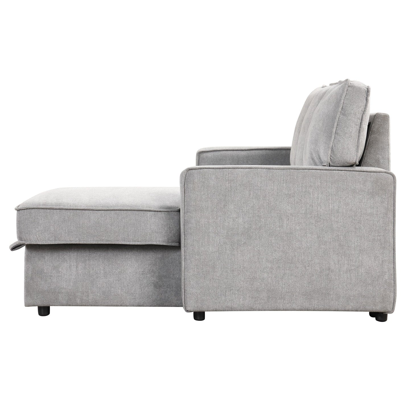 Canapé-lit 3 places en polyester de 89 po avec lit gigogne, chargement USB, pouf de rangement et porte-gobelets intégrés