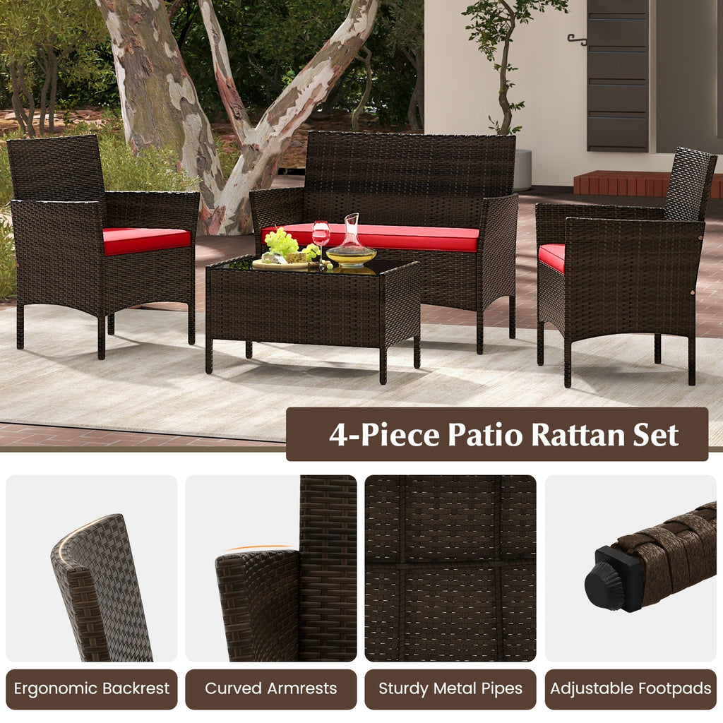 Ensemble de meubles de jardin en rotin 8 pièces avec table d'appoint