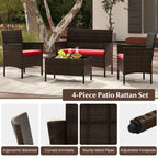 Ensemble de meubles de jardin en rotin 8 pièces avec table d'appoint