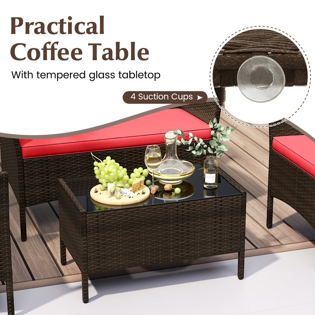 Ensemble de meubles de jardin en rotin 8 pièces avec table d'appoint