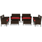 Ensemble de meubles de jardin en rotin 8 pièces avec table d'appoint