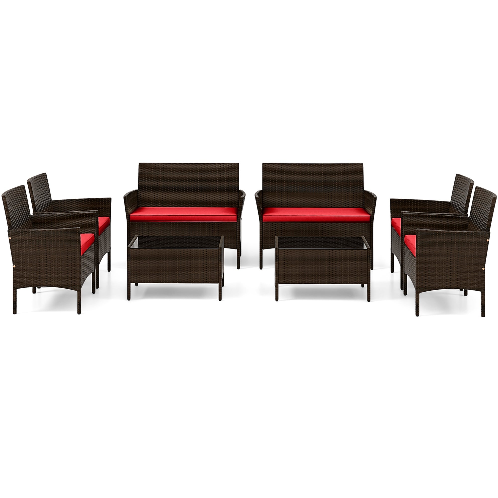 Ensemble de meubles de jardin en rotin 8 pièces avec table d'appoint
