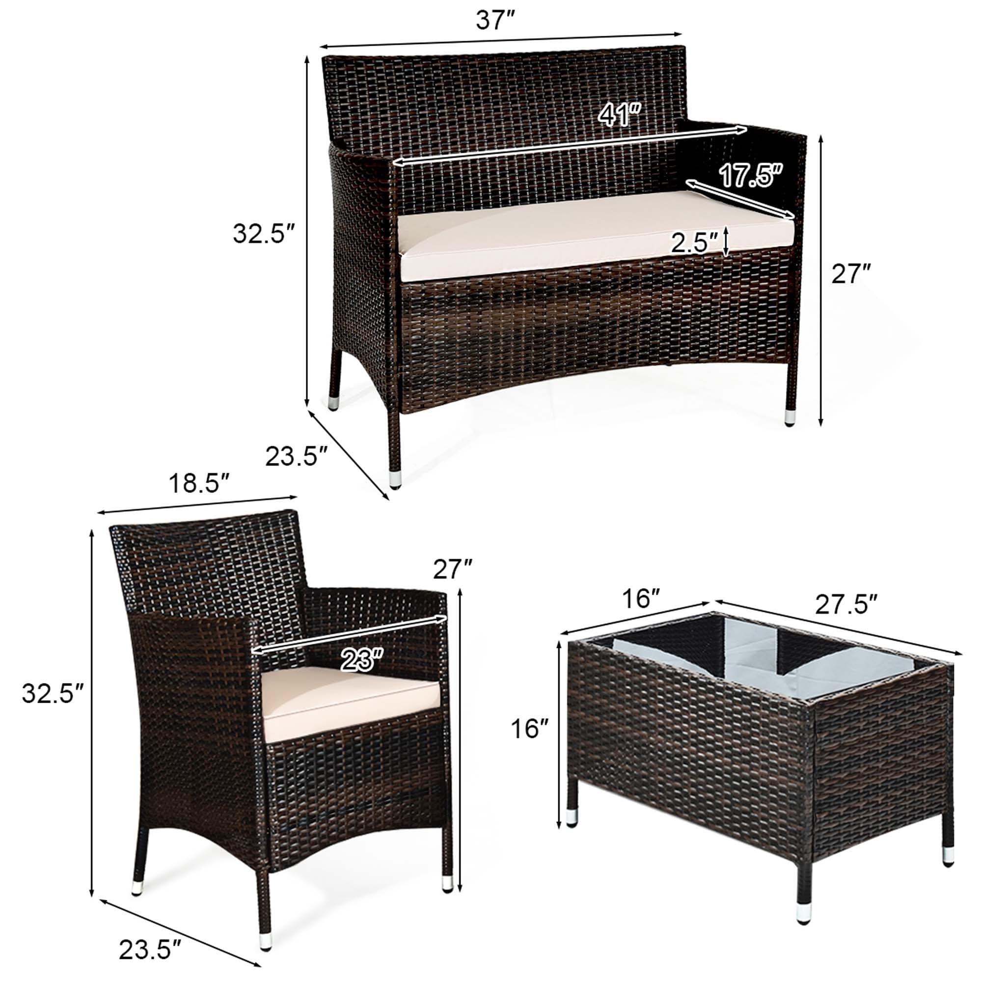 Ensemble de meubles de jardin en rotin 8 pièces avec table d'appoint