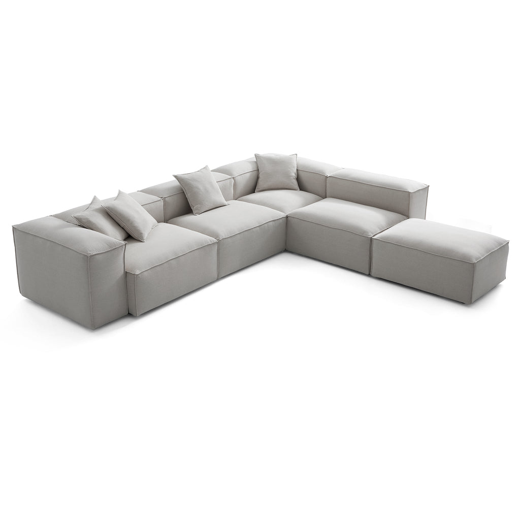 Canapé modulable en L et pouf gris Freedom