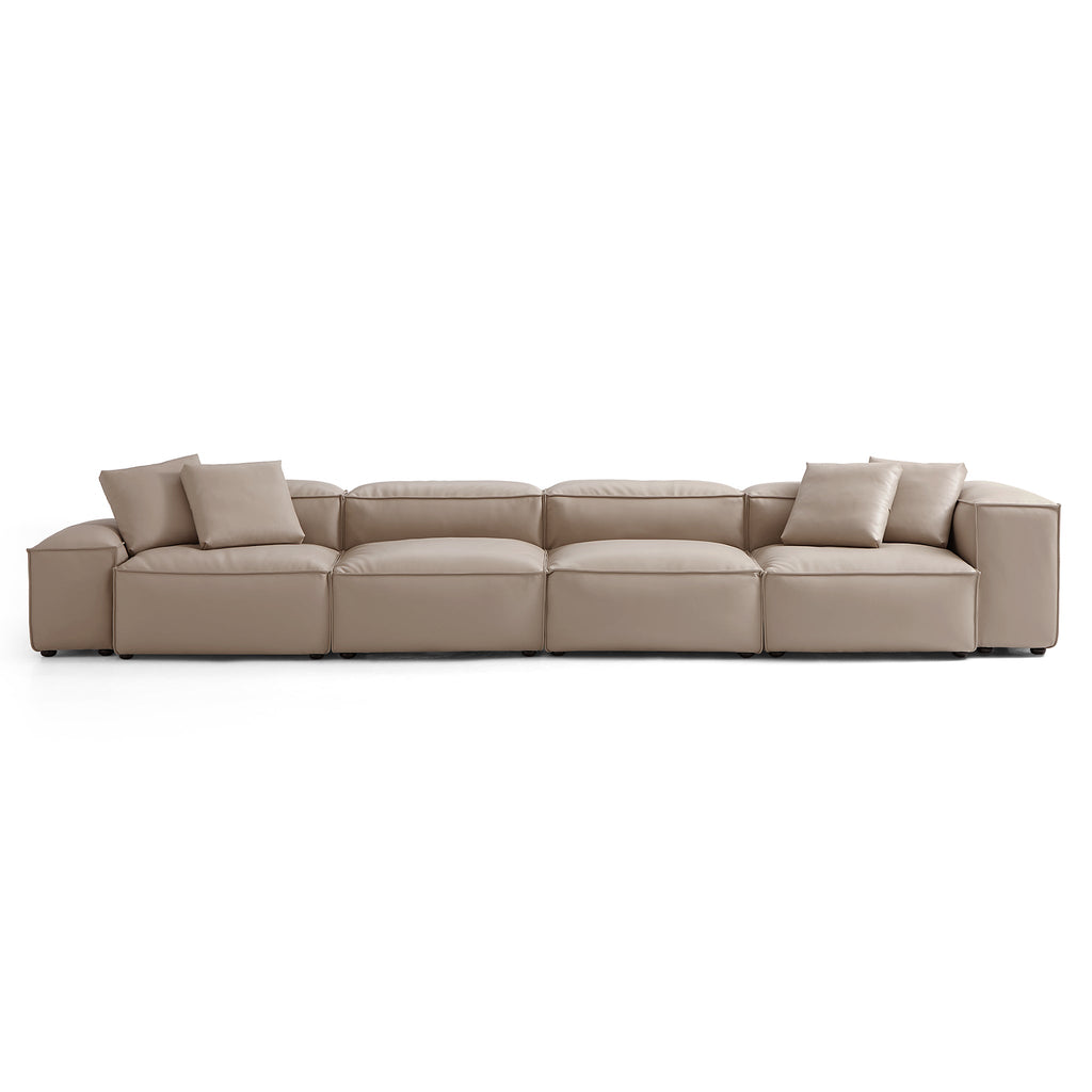 Cube Modular Beige Genuine Leather Sofa