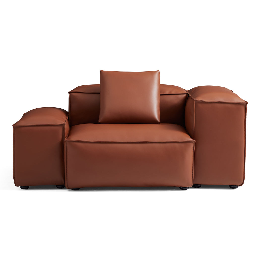 Cube Modular Beige Genuine Leather Armchair