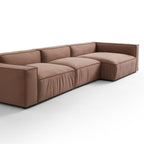 Canapé d'angle minimaliste de luxe en tissu marron