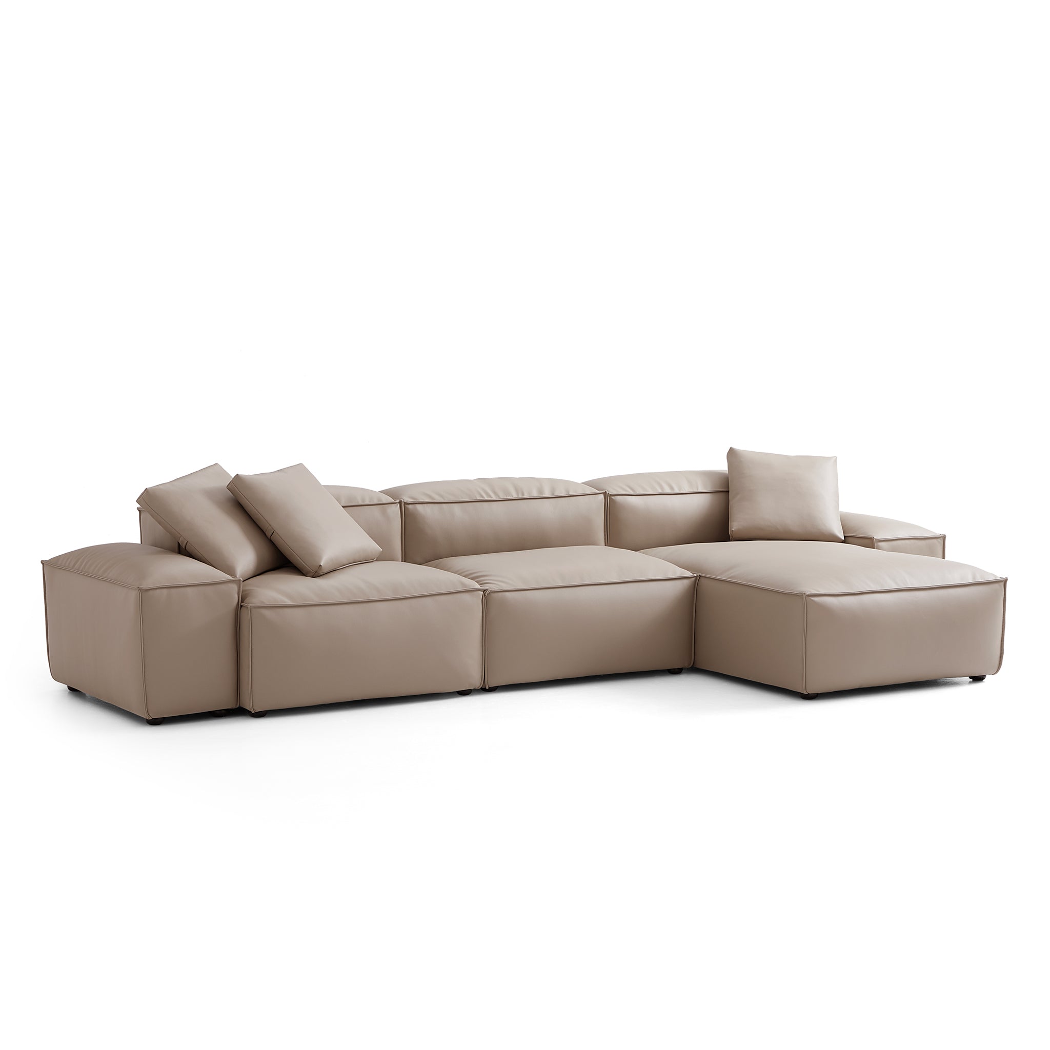 Cube Modular Black Genuine Leather Sectional