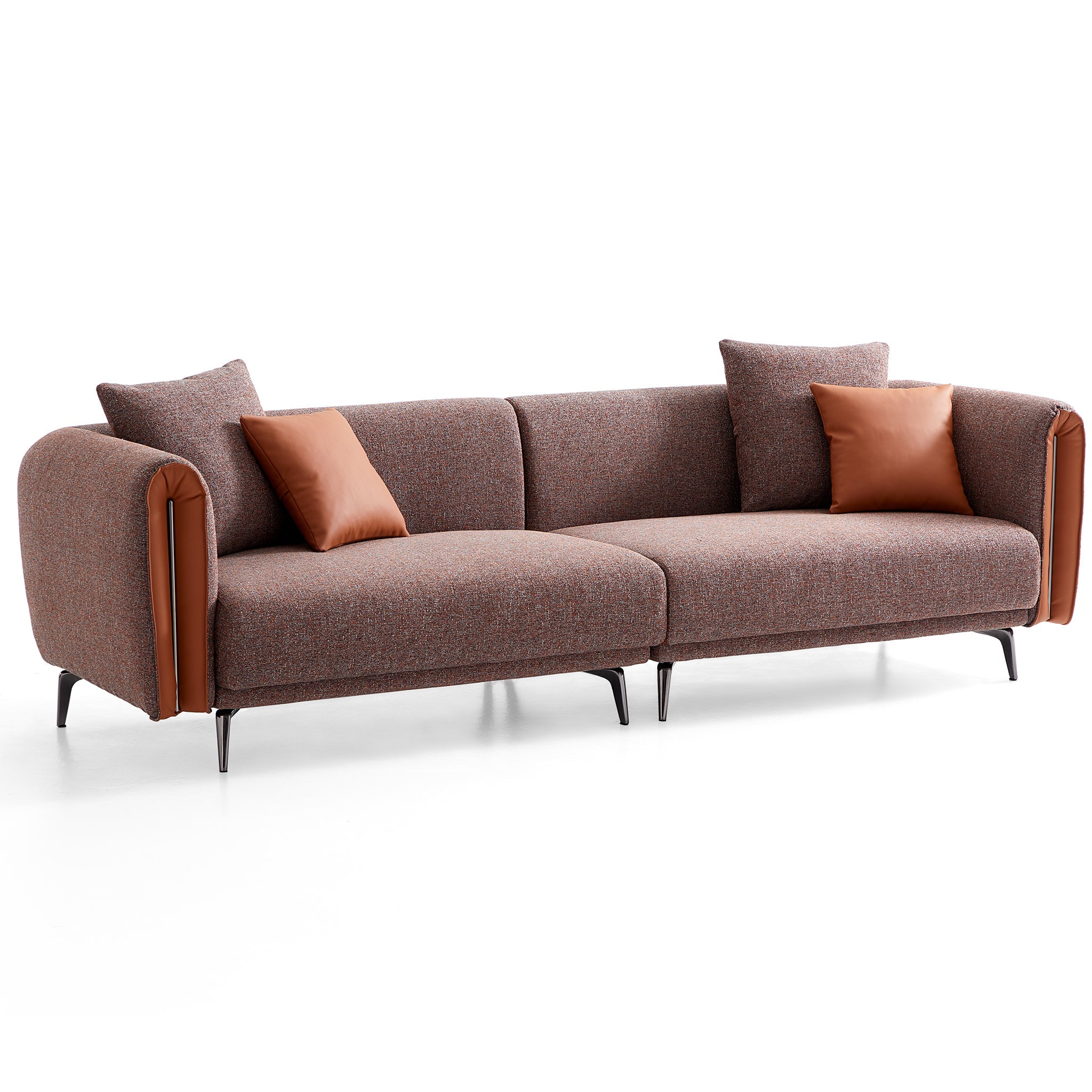 Chas Tangerine Polyester Linen Loveseat
