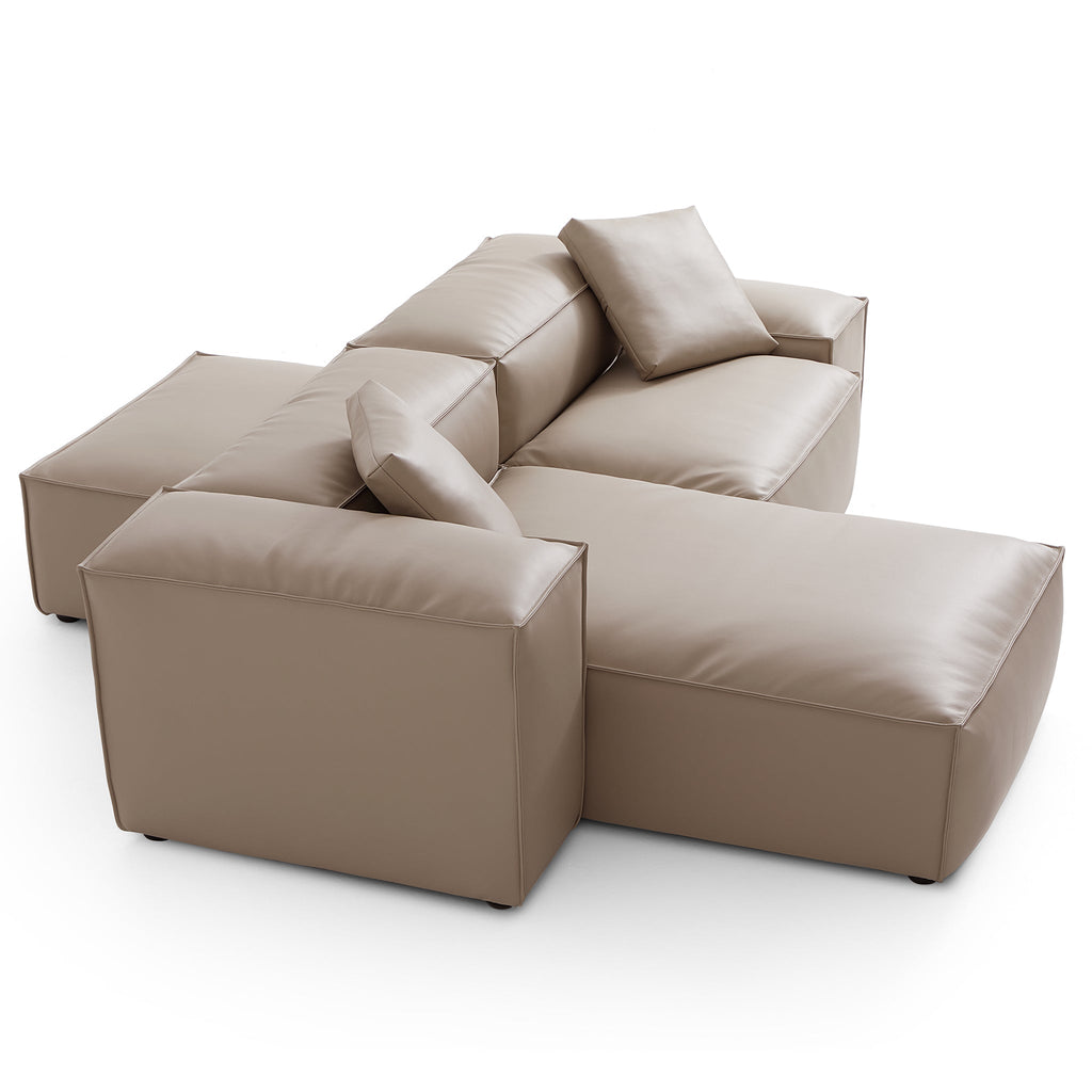 Cube Modular Brown Genuine Leather Double-Sided Sectional