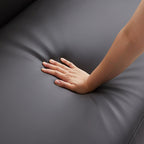 Canapé et pouf en cuir gris foncé Noble