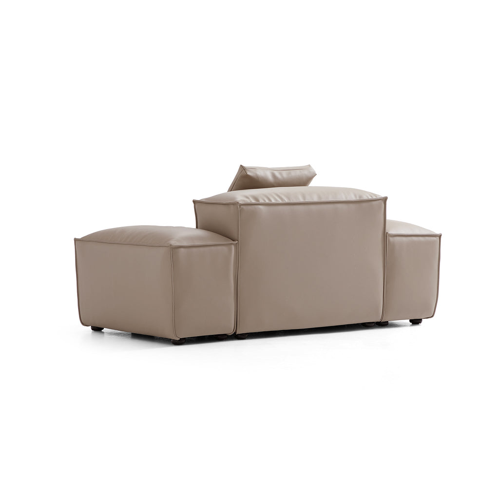 Cube Modular Black Genuine Leather Armchair