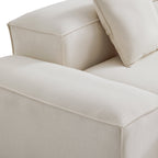 Canapé modulable en L beige Freedom et pouf