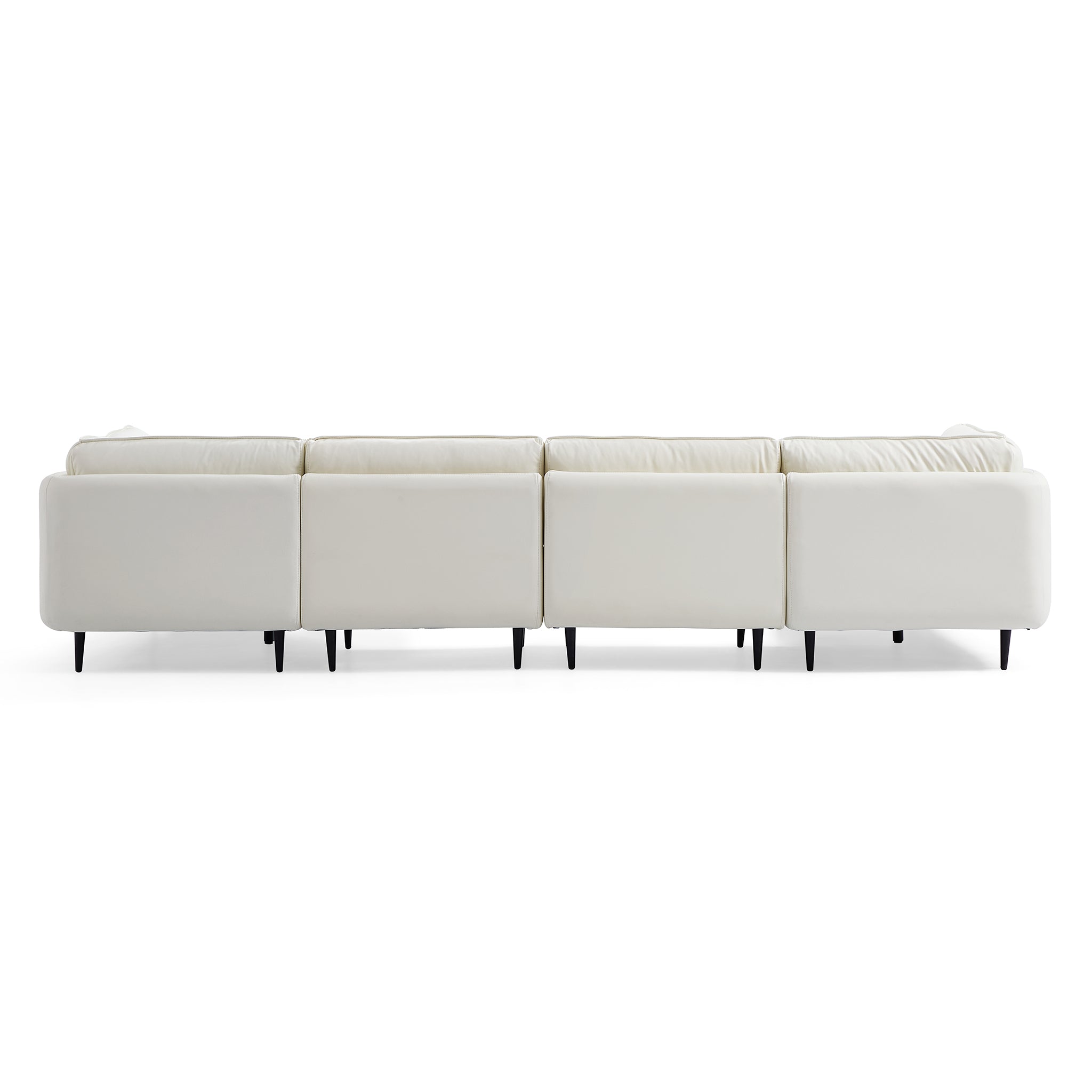 Vanilla White Leather U-Shaped Sectional