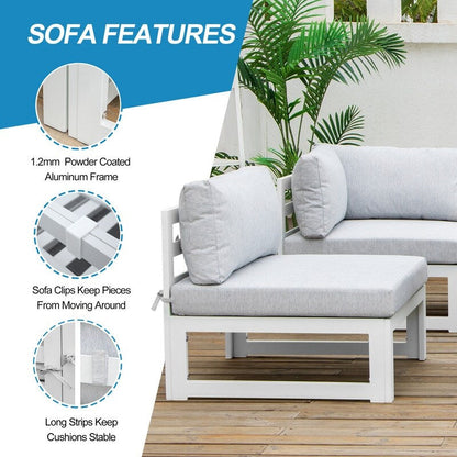 Ensemble de 9 canapés sectionnels en aluminium FINCATI avec table