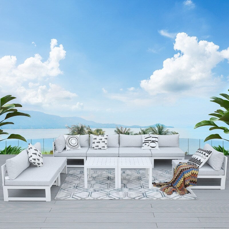 Ensemble de 9 canapés sectionnels en aluminium FINCATI avec table