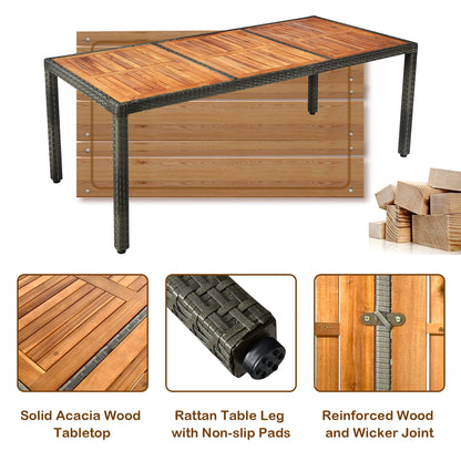 Ensemble de salle à manger en rotin 9 pièces pour patio, ensemble de meubles en bois et osier Garde