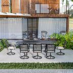 Ensemble de salle à manger de patio 9 pièces avec cadre en métal et table extensible en aluminium