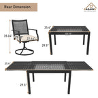 Ensemble de salle à manger de patio 9 pièces avec cadre en métal et table extensible en aluminium
