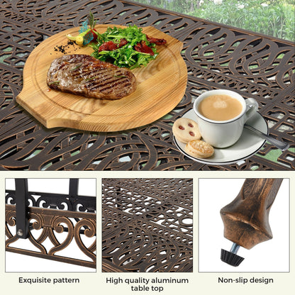 Ensemble de salle à manger d'extérieur 9 pièces avec 1 table et 8 chaises, en aluminium résistant aux intempéries, pour patio, jardin et arrière-cour.