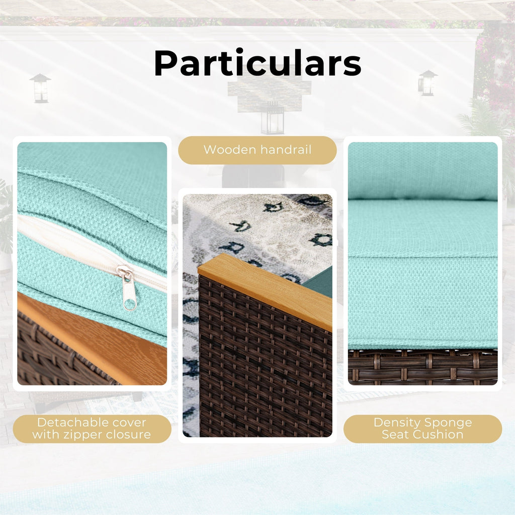 Ensemble de 9 canapés d'extérieur en osier, de luxe, avec coussin beige