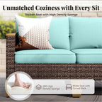 Ensemble de 9 canapés d'extérieur en osier, de luxe, avec coussin beige