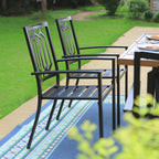 Ensemble de salle à manger de patio MAISON ARTS 9 pièces, table carrée en métal de 60 pouces et 8 chaises de salle à manger en métal
