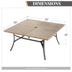 Ensemble de salle à manger de patio MAISON ARTS 9 pièces, table carrée en métal de 60 pouces et 8 chaises de salle à manger en métal