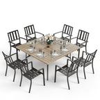 Ensemble de salle à manger de patio MAISON ARTS 9 pièces, table carrée en métal de 60 pouces et 8 chaises de salle à manger en métal