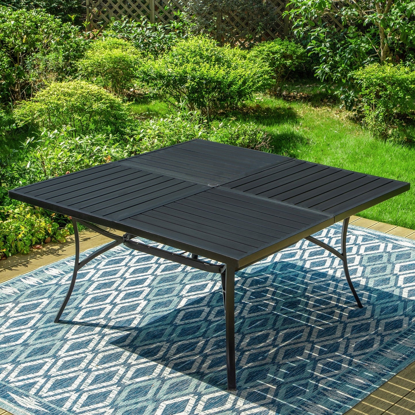 Ensemble de salle à manger de patio MAISON ARTS 9 pièces, table carrée en métal de 60 pouces et 8 chaises de salle à manger en métal
