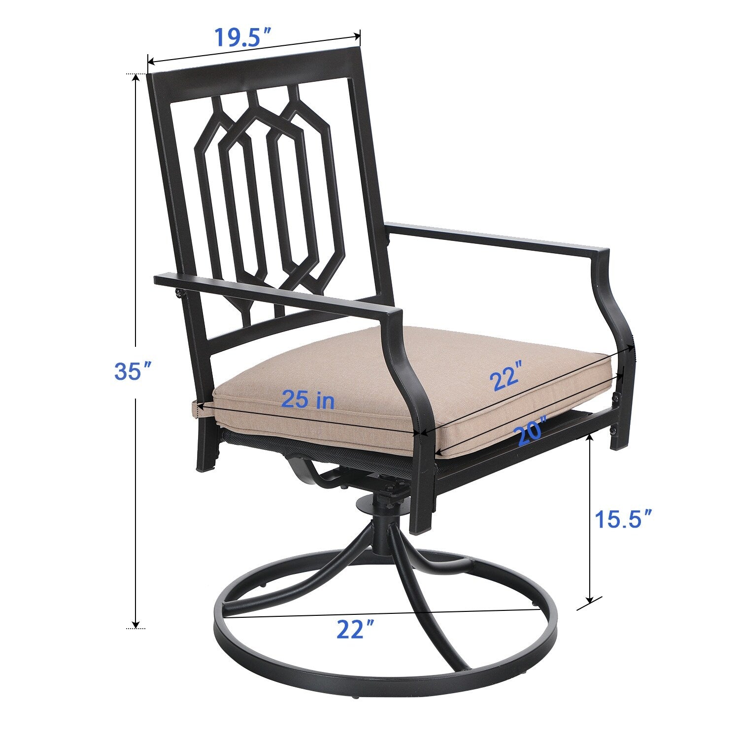 Ensemble de salle à manger de patio MAISON ARTS 9 pièces, table carrée en métal de 60 pouces et 8 chaises pivotantes