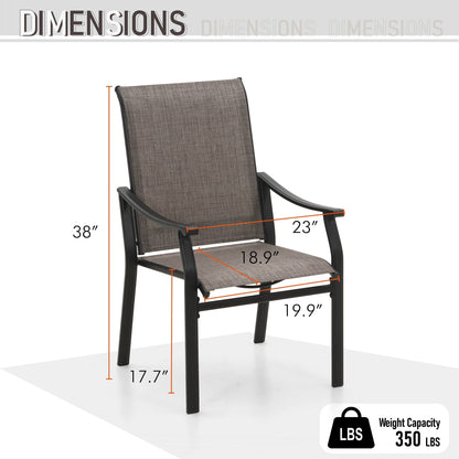 Ensemble de salle à manger de patio MAISON ARTS 9 pièces, table carrée en métal de 60 pouces et 8 fauteuils rembourrés en tissu textilène