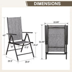 Ensemble de salle à manger de patio 9 pièces, table en métal et chaises de salle à manger pliables avec 7 niveaux réglables