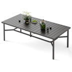 Ensemble de salle à manger de patio 9 pièces, table en métal et chaises de salle à manger pliables avec 7 niveaux réglables
