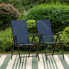 Ensemble de salle à manger de patio 9 pièces, table en métal et chaises de salle à manger pliables avec 7 niveaux réglables