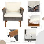 Ensemble de meubles de patio en rotin 9 pièces, ensemble de conversation extérieur avec pieds et plateau en bois d'acacia