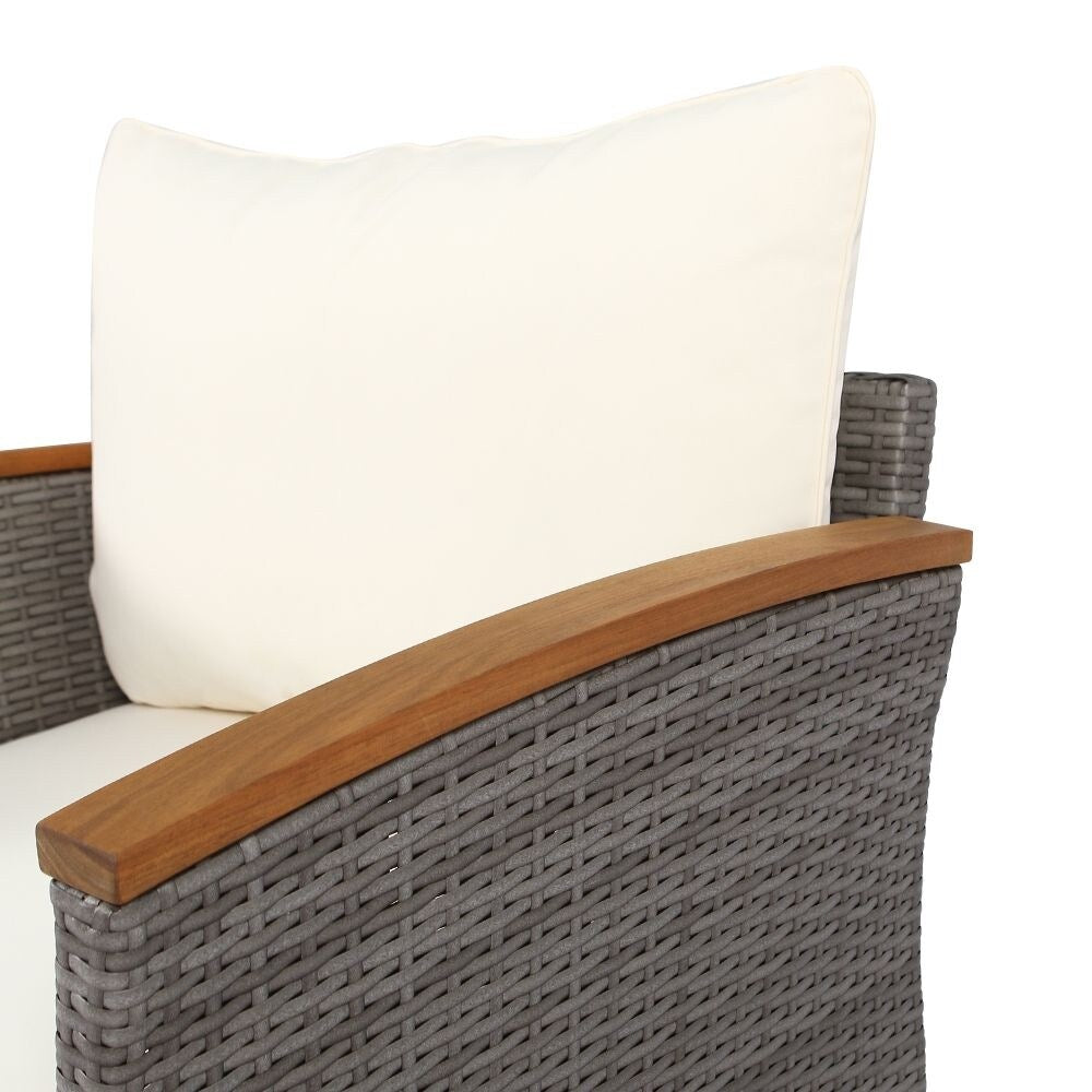 Ensemble de meubles de patio en rotin 9 pièces, ensemble de conversation extérieur avec pieds et plateau en bois d'acacia