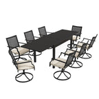 Ensemble de salle à manger d'extérieur 9 pièces avec table à manger extensible