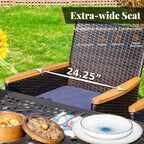 Ensemble de salle à manger de patio 9 pièces en rotin et osier avec trou pour parasol