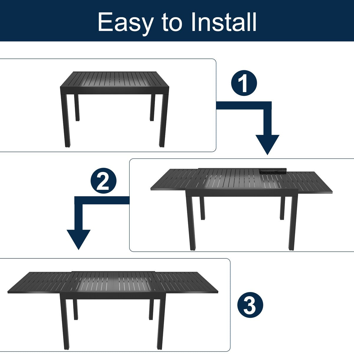 Ensemble de salle à manger de patio 9 pièces avec table à manger extensible