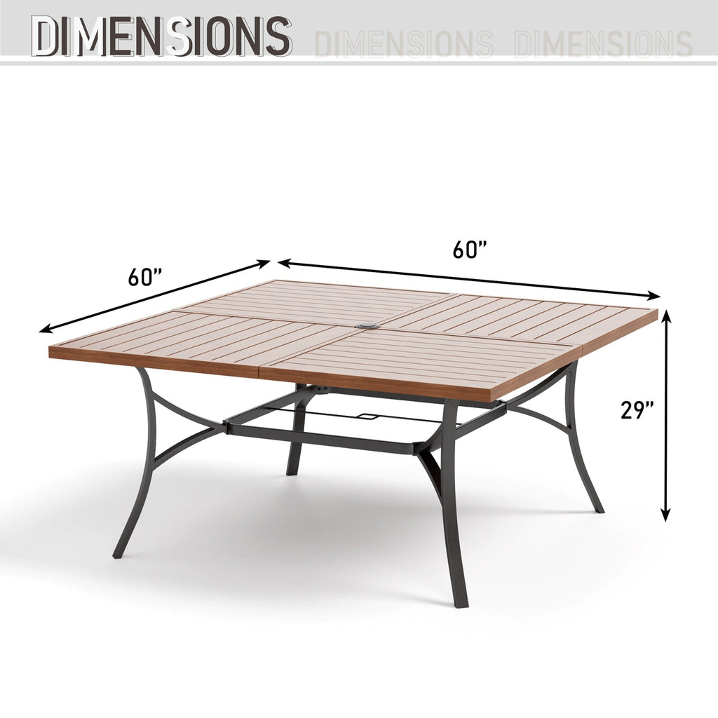 Ensemble de salle à manger de patio MAISON?ARTS 9 pièces, table carrée en métal de 60 pouces et chaises berçantes en toile