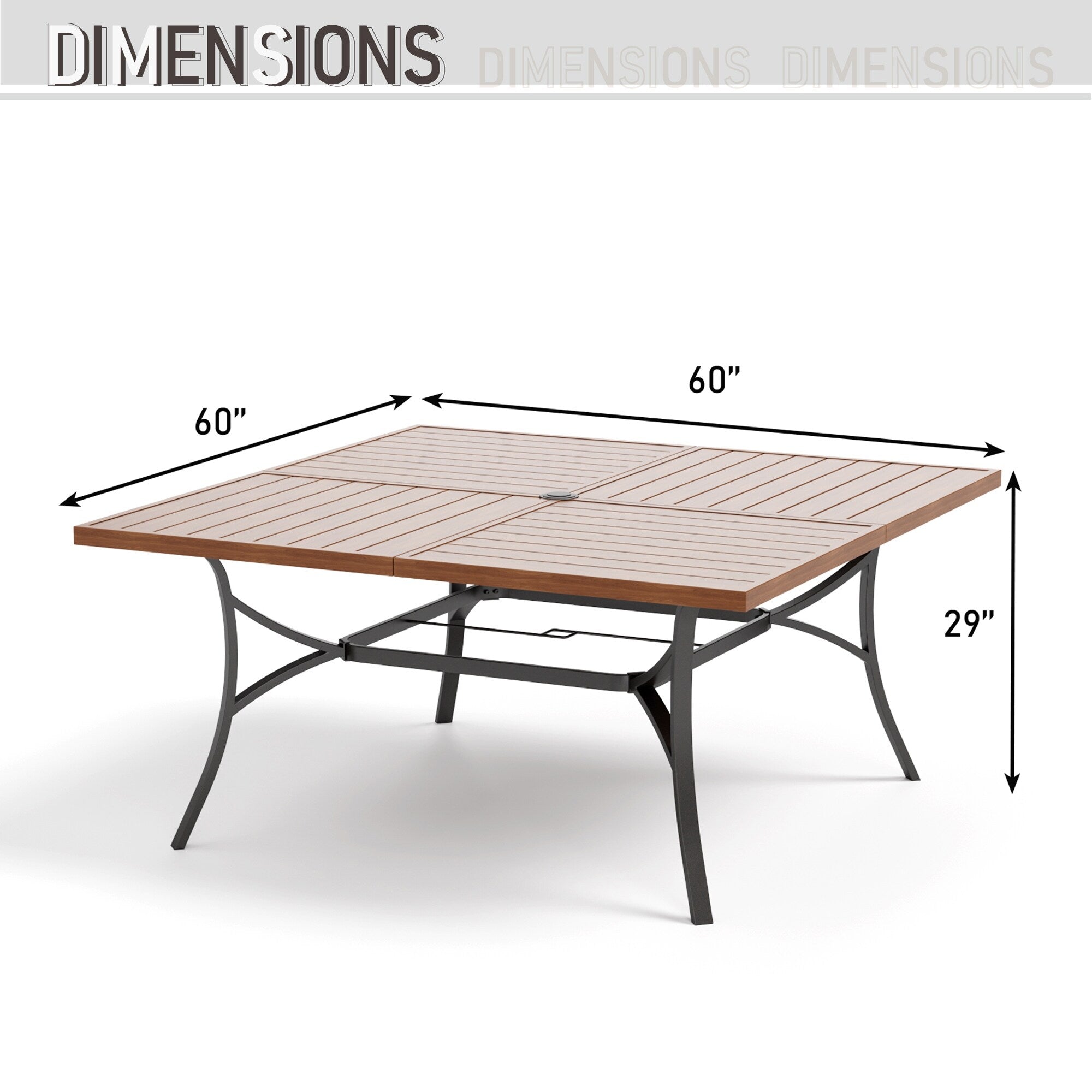 Ensemble de salle à manger de patio MAISON?ARTS 9 pièces, table carrée en métal de 60 pouces et chaises berçantes en toile