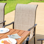 Ensemble de salle à manger de patio MAISON?ARTS 9 pièces, table carrée en métal de 60 pouces et chaises berçantes en toile
